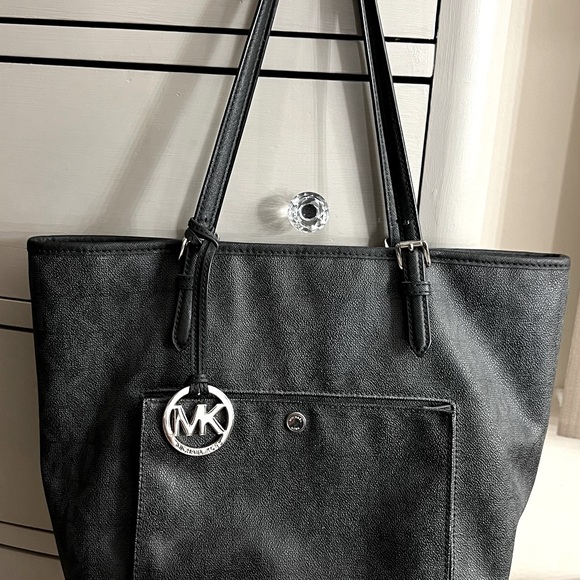 Black Leather Tote Bag MK - Picture 11 of 15